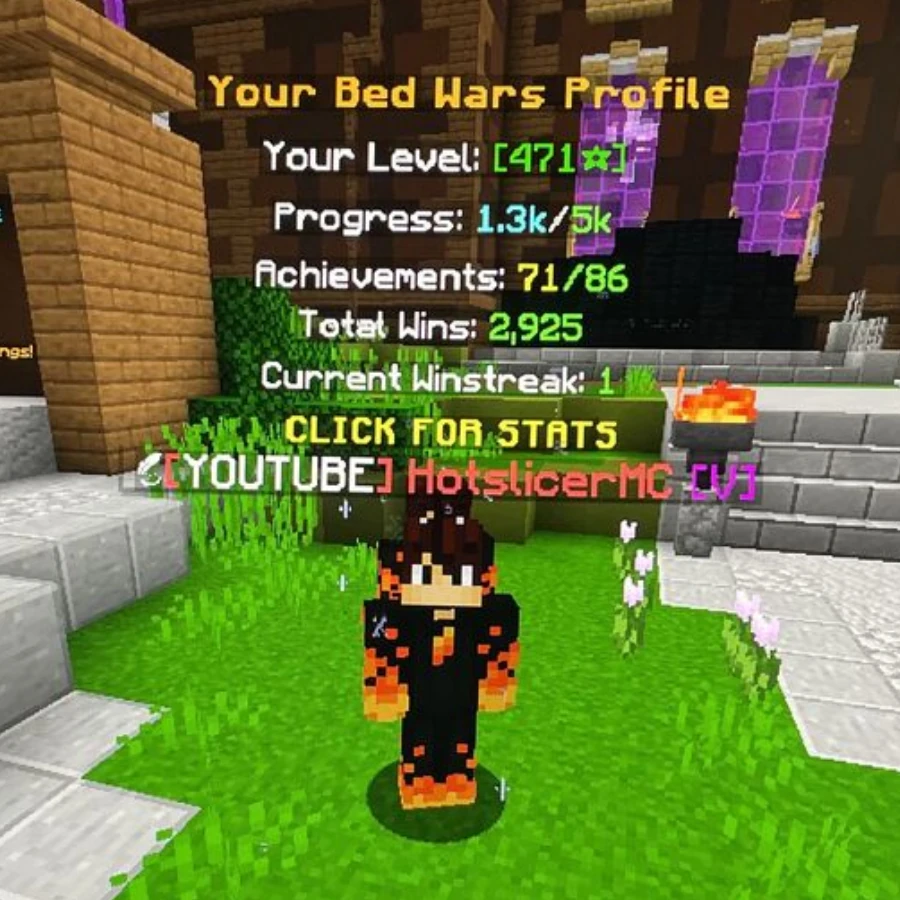 YouTube rank and Bedwars stats